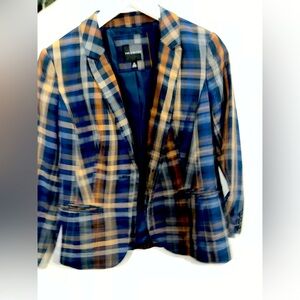 #6 Women’s The Limited Plaid Blue & Brown Blazer Suit Coat